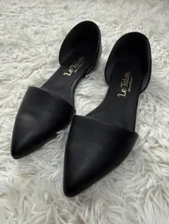 未使用級✨ルタロン　スリッポン　ポインテッドトゥー　レザー　オールブラック