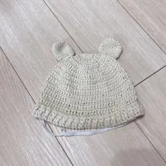 ベビーニット帽子 くまちゃん耳付き帽子　クマ耳 赤ちゃん　白くま　50cm