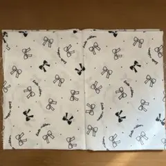 生地 はぎれ 綿生地 プリント リボン柄 ホワイト