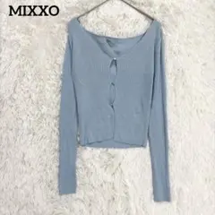 MIXXO カーディガン　ライトブルー　M 長袖　羽織り　Vネック　リブ編み