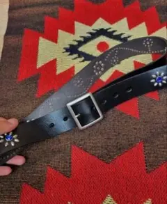 レザー製装飾ベルト 青いストーン付き y2k belt style