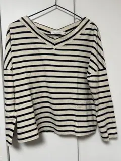 最終値下げ アメリカンホリック ストライプ Vネック 7分袖 トップス