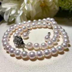 【テリ強】あこや真珠 Pearl necklace SV 42.6g セット