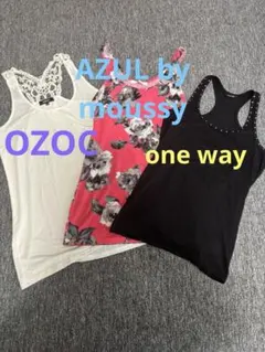 タンクトップ3点セット（ホワイト・花柄ピンク・ブラック）