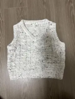 Vネックノースリーブベスト XXS ホワイト