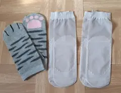 ○新品 未使用 レディース 靴下 ３足セット グレー ポイント消化