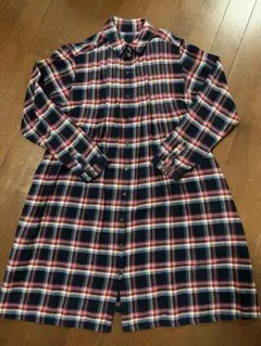 チェック柄長袖シャツワンピース