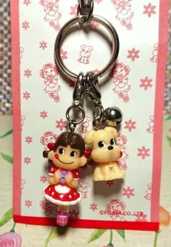 ペコちゃん ドッグ キーホルダー　缶バッジ ２点セット　不二家