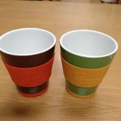 未使用ミスタードーナツ カップ 2個セット 　グリーン、ブラウン