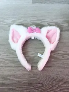 ディズニー 猫耳 カチューシャ 白 ピンク ふわふわ