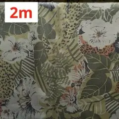 綿プリント生地　植物柄プリント　グリーン系　綿 110㎝×2m