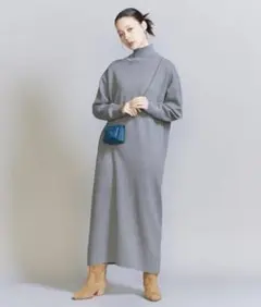 ビューティーアンドユース　ミラノリブ タートルネックニットワンピース　カシミヤ混