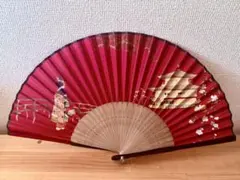 大型 扇面 飾り扇子 花鳥図 梅 鳥 骨董品 - メルカリ