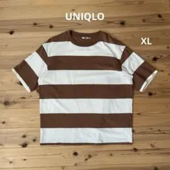 UNIQLO メンズ　オーバーサイズボーダークルーネック　XL ブラウン