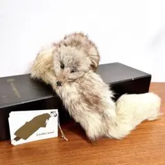 未使用保管品 フォックス リアルファー マフラー ショール 銀茶系 箱付き
