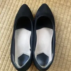 ブラックスエード風パンプス 23.5cm