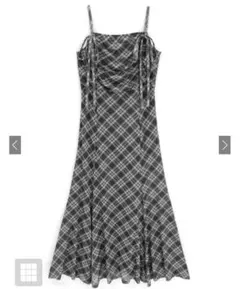 GRL チェック柄ギャザーリボンキャミソールワンピース[dk1411]