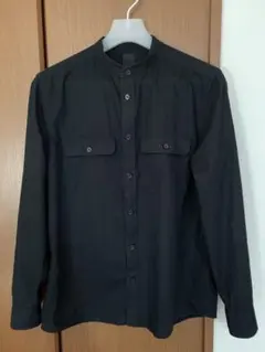 H&M リネン　バンドカラーシャツ　黒　M sizeのサムネイル