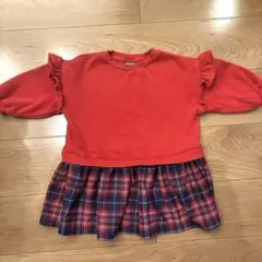 NEXT クリスマスにも　赤　チェック　ワンピース、カットソー 90,100cm