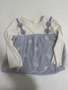 】花刺繍チュールドッキング　ロンT 100