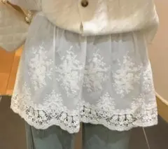 新品 レース 付け裾 ホワイト 花柄 つけ裾 レイヤード 重ね着 着痩せ 白 短