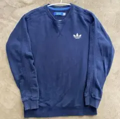 古着 adidas スウェット トレーナー 刺繍ロゴ　ネイビー