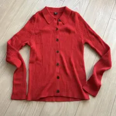 UNIQLO リブポロカーディガン レッド S