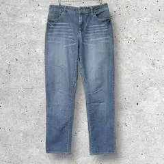 【0399】ストレートジーンズ デニム ヒゲ加工ビンテージ感 Lサイズ