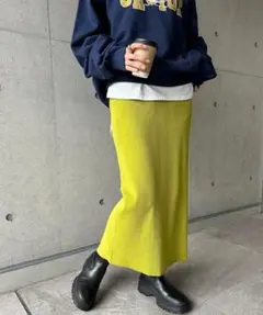 andme セルフカットリブロングタイトスカート