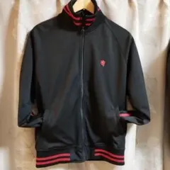 フルジップジャケット 黒 赤ストライプ