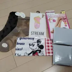 未開封　黒ストッキング・プリントソックスセット
