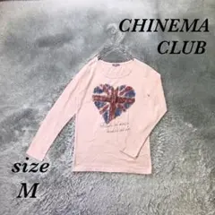 シネマクラブ (M) 長袖カットソー イギリス国旗ハート柄 インナー 薄手 長T