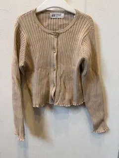 H&M ベージュ リブ編みカーディガン UK 6-8Y