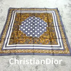 ③ 未使用 Christian Dior 大判 スカーフ シルク ドット 鐘紡