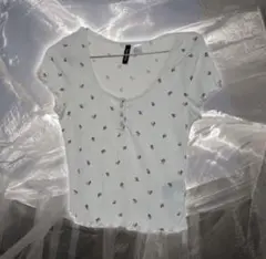 y2k ミニ丈　韓国　ショート丈　花柄　フェアリーグランジ　Tシャツ