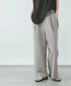 GLOBAL WORK イージーケアリネンストレートパンツ