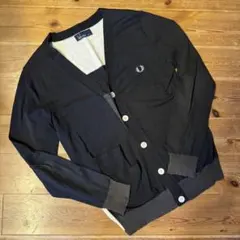 フレッドペリー カーディガン メンズS アシンメ 薄手 ブラック ダブルポケット