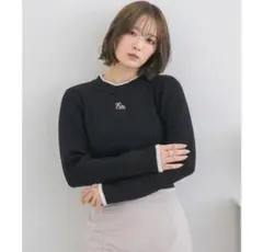 RETRO GIRL 刺繍ニットトップス