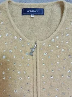 エムズグレイシー　レース付ジップアップカーディガン　38　極美品✨ エムズグレイシー レース付ジップアップカーディガン 38 極美品