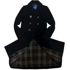 極美品/バーバリーブルーレーベルロングコートAラインノバチェック 38