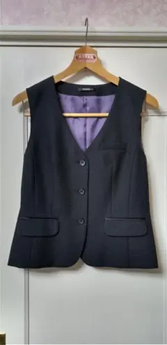 ネイビー&パープルノースリーブベスト（紫裏地）