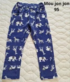 moujonjon アニマルプリントパンツ 95 ロングパンツ 青