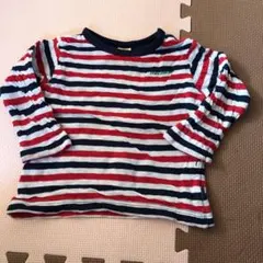 moujonjon紺×赤×白色ボーダー ロンTサイズ95
