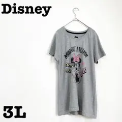 【即日発送】ディズニー　プリントTシャツ　ミニーマウス　大きめ　グレー　３Ｌ
