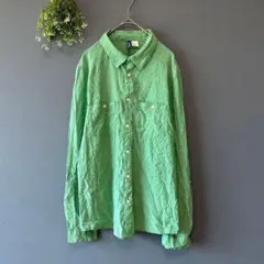 H&M［S］大人カジュアル◎上品な差し色◎薄手コットン100％◎長袖シアーシャツ