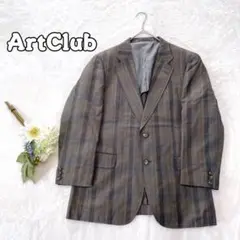 【ArtClub】グレー系 チェック柄 テーラードジャケット メンズ 1856