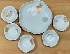 深川製磁　寿赤絵　梅型　鉢&小皿揃　小鉢　セット
