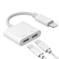 2in1 ライトニング イヤホンジャック iphone 変換アダプタ 充電 音楽