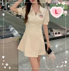 ポロシャツ ミニ丈 ワンピース 【L】カジュアル d 韓国 リゾート ビーチ