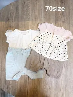 ◻︎GU ロンパース カバーオール◻︎ セパレート風 半袖 70size